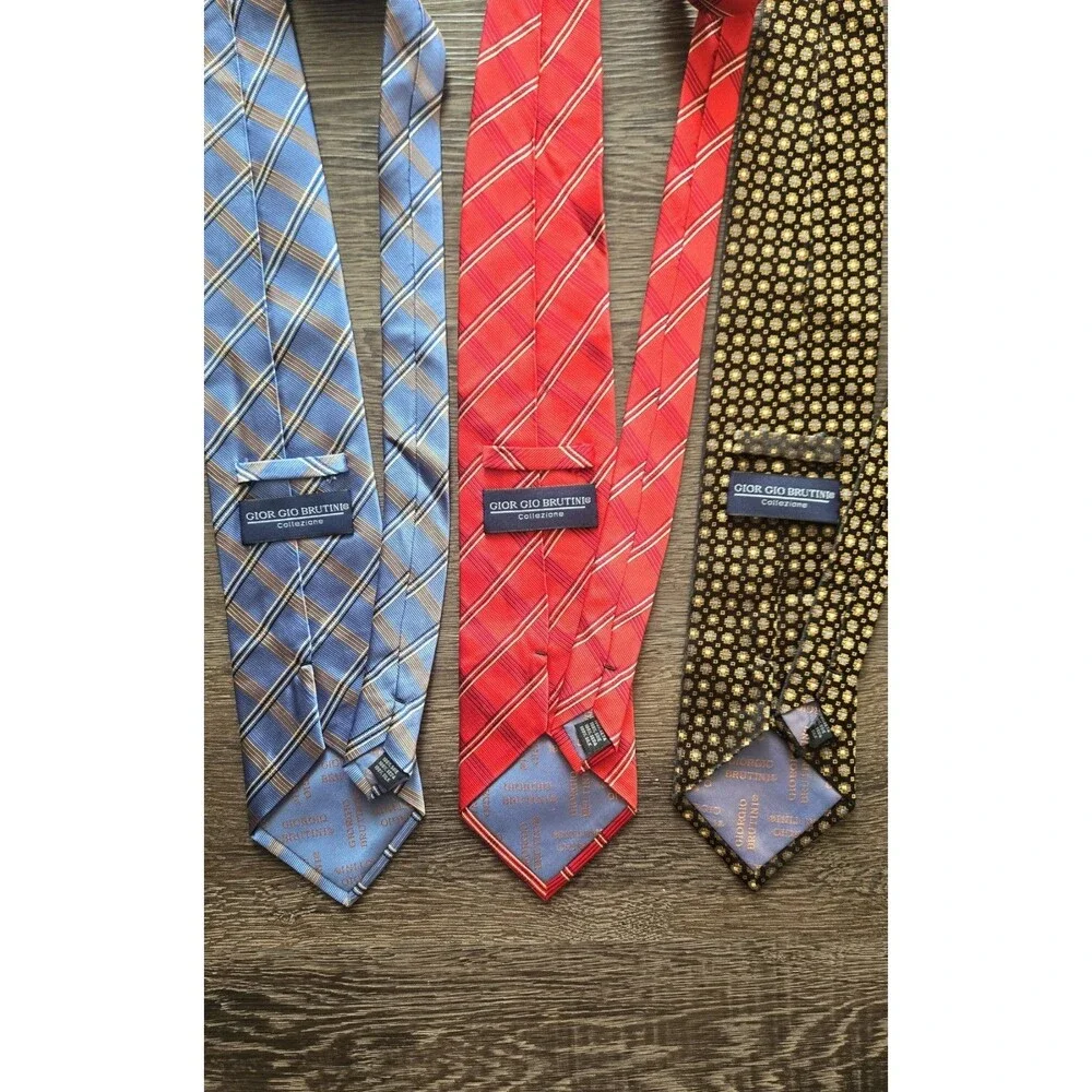 Giorgio Bruttini Men's 3-Pack Silk Neck Ties Multicolor Striped Plaid Geo